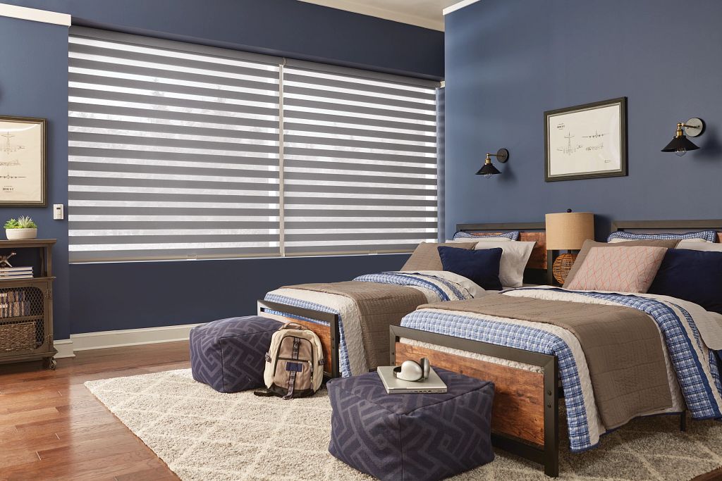 Twin Bedroom with Layered Shades